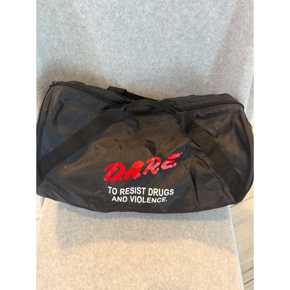DARE Duffel Bag Black Nylon Barrel Gym Travel Bag To Resist Drugs and Violence